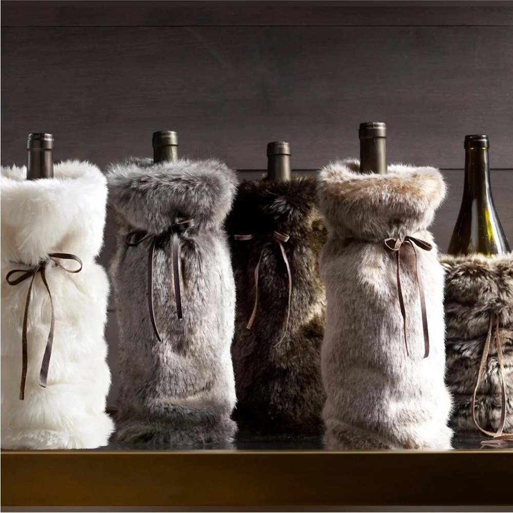 Restoration Luxe Fur Collection Faux Sable Fur Wine Bag